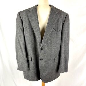 Circle S Dallas Texas Western Jacket 48R Gray Lambswool Sport Coat Excellent